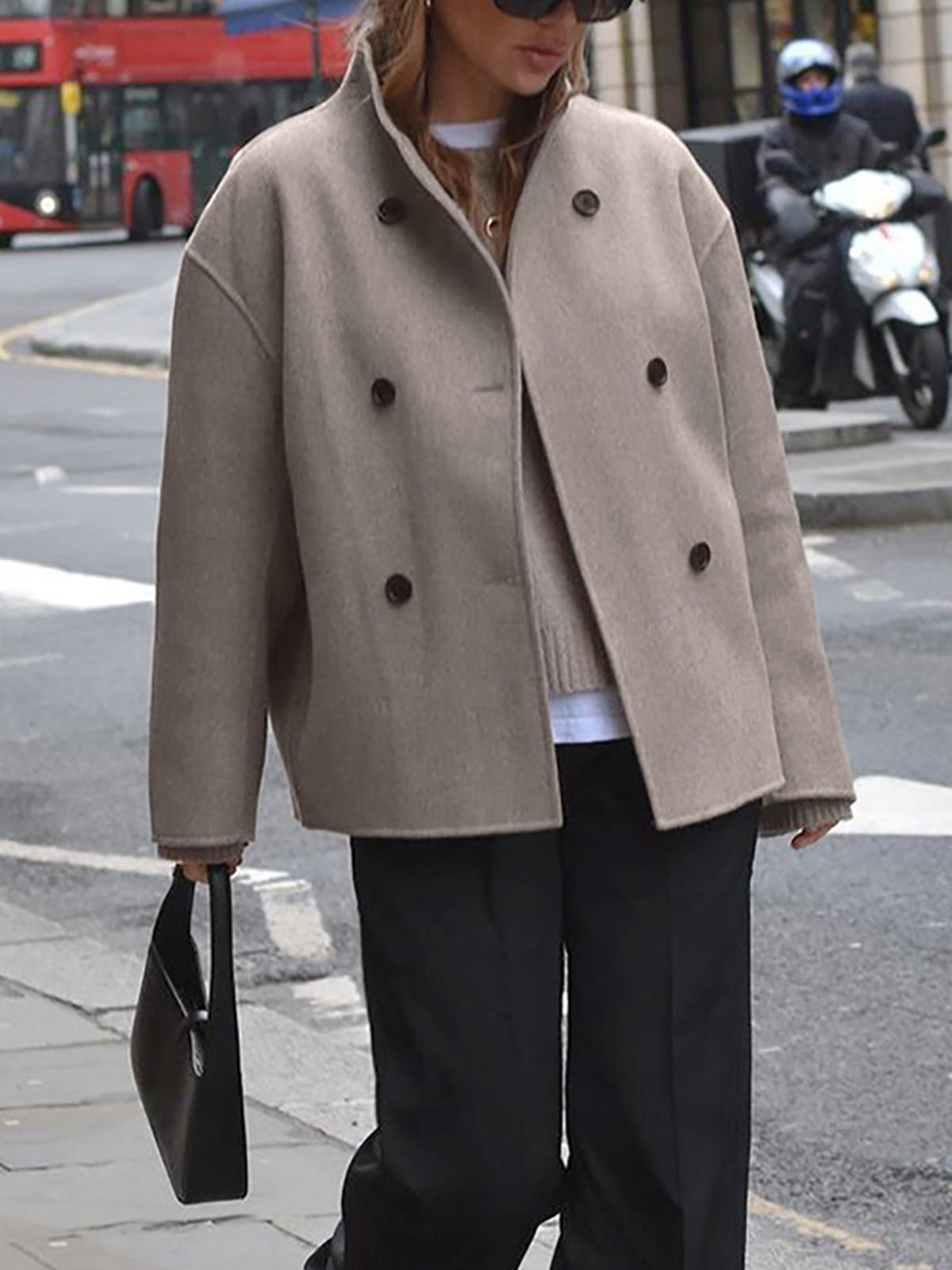 Veste Oversize Élégante à Double Boutonnage pour Femmes