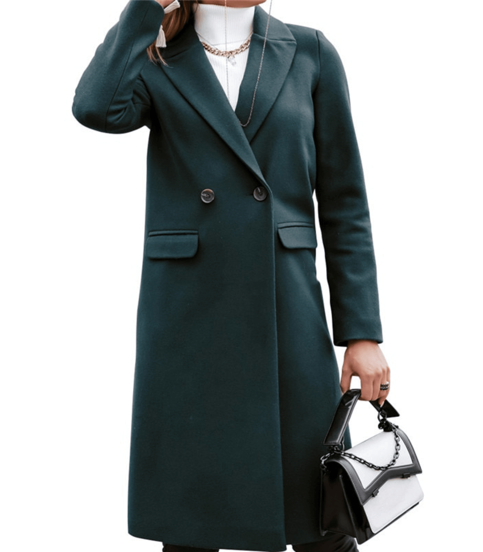 Manteau Long Col Tailleur pour Femmes