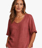 T-Shirt Femme Ample Uni À Manches Courtes Col Rond