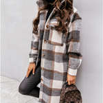 Manteau Long à Carreaux pour Femmes