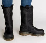 Bottine Mi-Mollet en Simili Cuir pour Femme