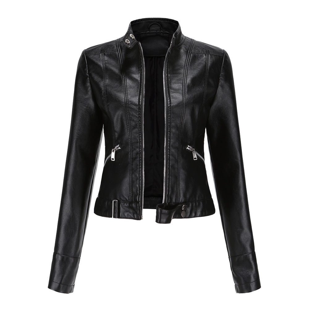 Veste en Cuir Noir Élégante pour Femmes