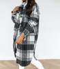 Manteau Long à Carreaux pour Femmes