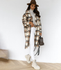 Manteau Long à Carreaux pour Femmes