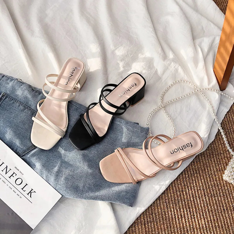 Sandales à Talons Blocs Minimalistes pour Femmes