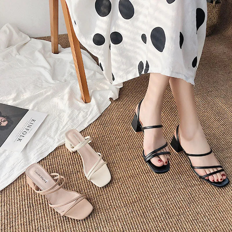 Sandales à Talons Blocs Minimalistes pour Femmes