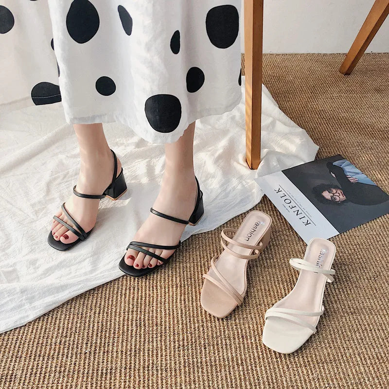 Sandales à Talons Blocs Minimalistes pour Femmes