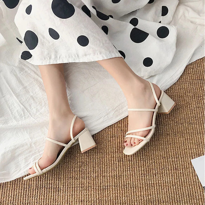 Sandales à Talons Blocs Minimalistes pour Femmes