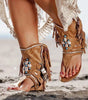 Sandales Boho Franges Coquillages pour Femmes