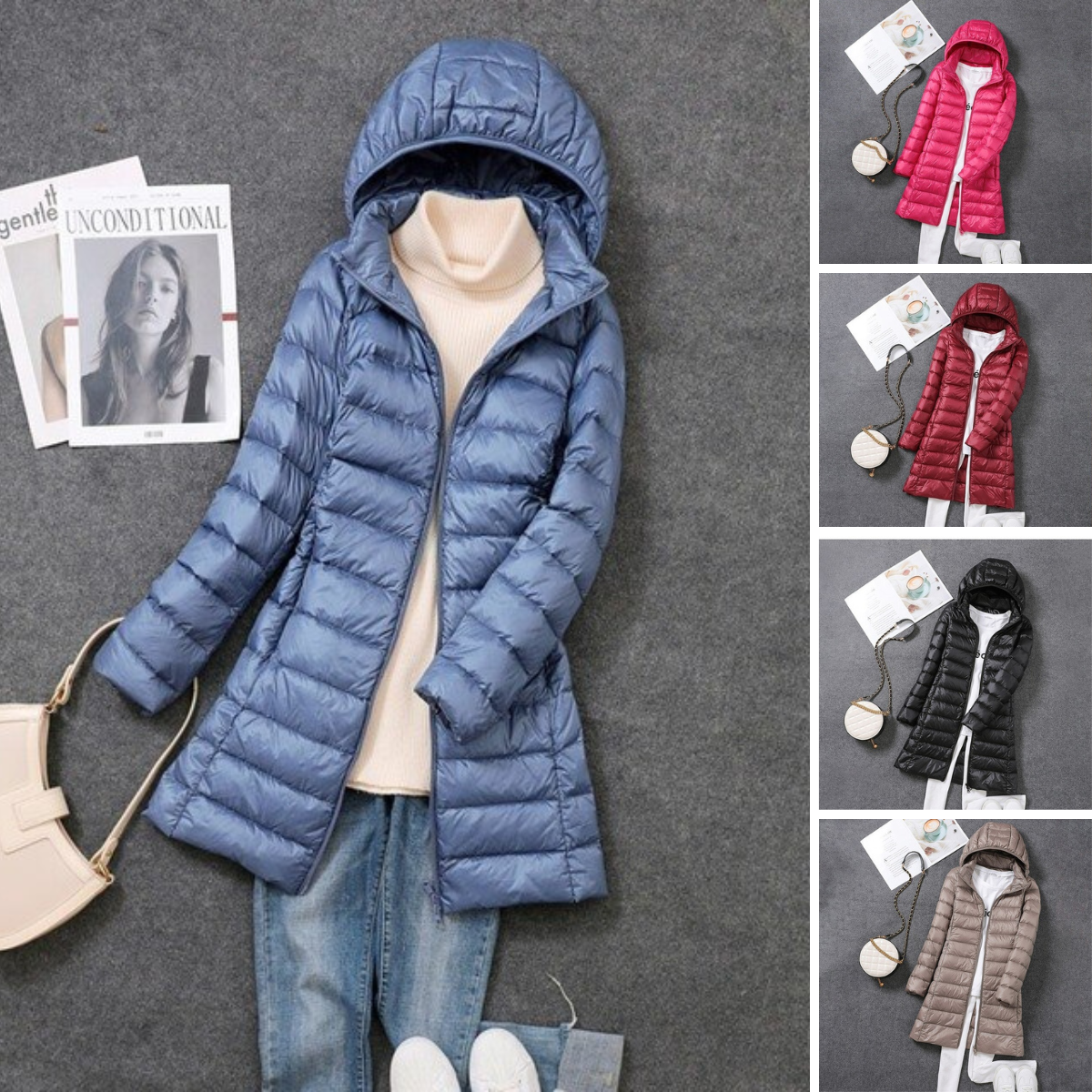 Manteau Long Matelassé Léger pour Femmes