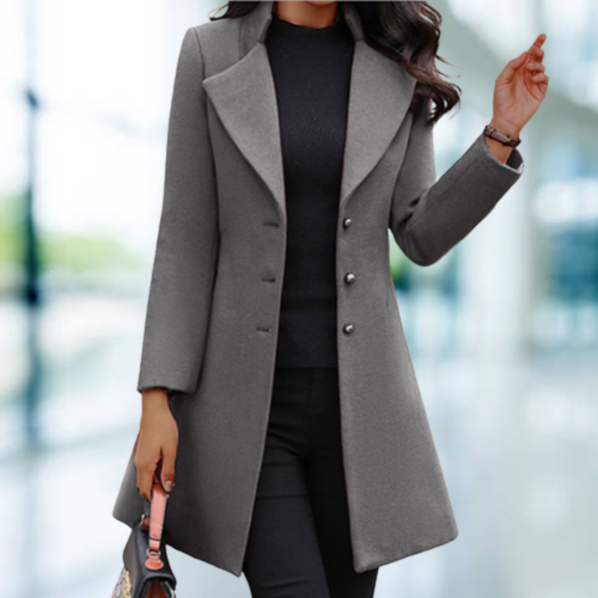 Manteau Long Élégant Solid pour Femmes