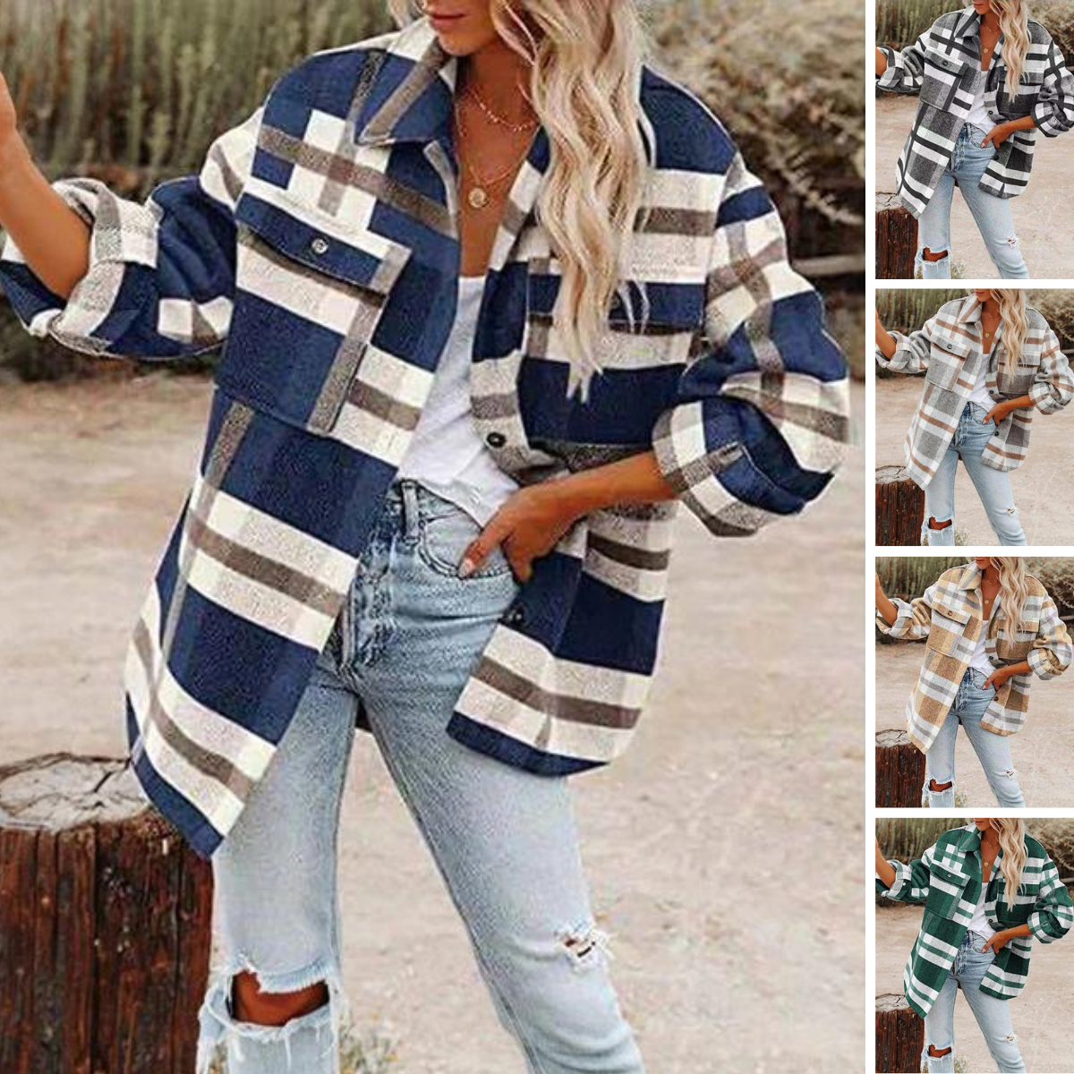 Veste d'Hiver Oversize Carreaux pour Femmes