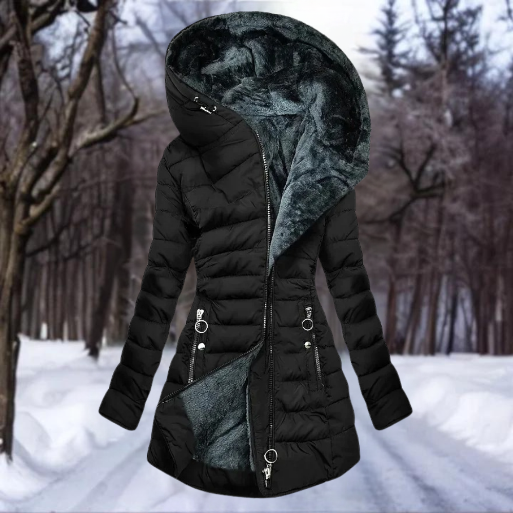 Manteau d'Hiver Long à Capuche pour Femmes