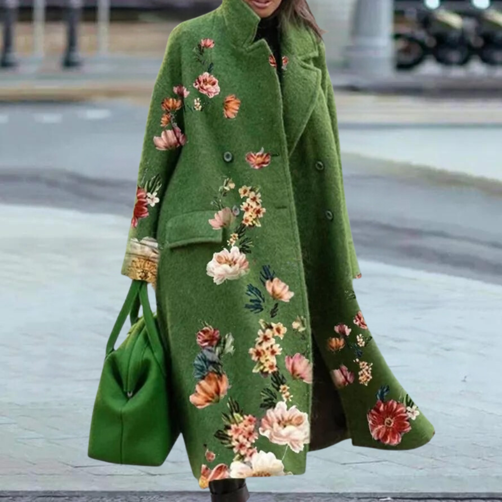 Manteau Imprimé Fleuri à Manches Longues pour Femmes