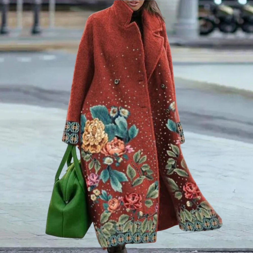 Manteau Imprimé Fleuri à Manches Longues pour Femmes
