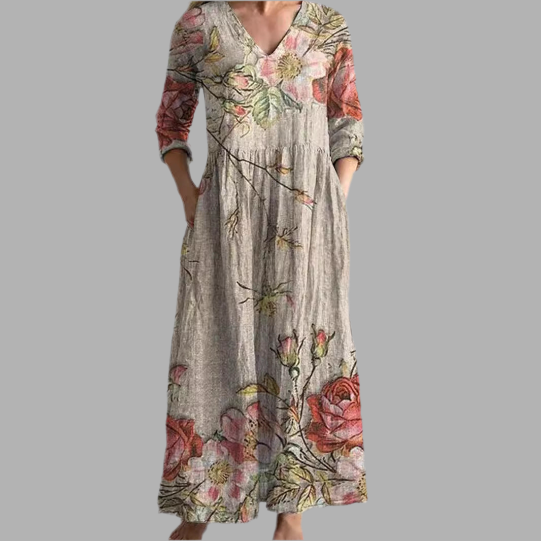 Robe Longue à Motif Floral pour Femmes