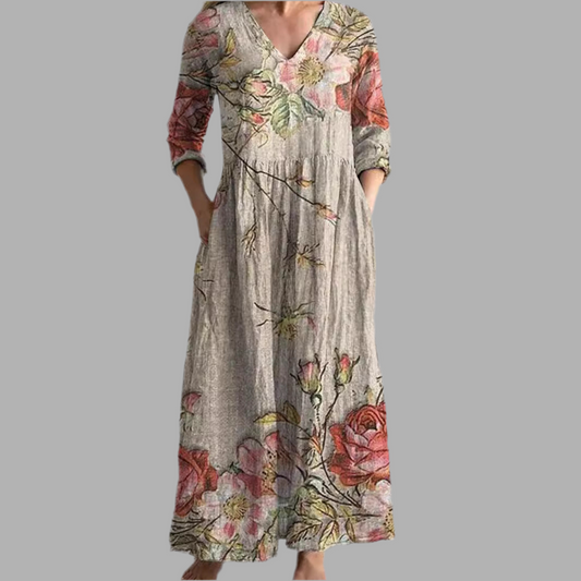 Robe Longue à Motif Floral pour Femmes