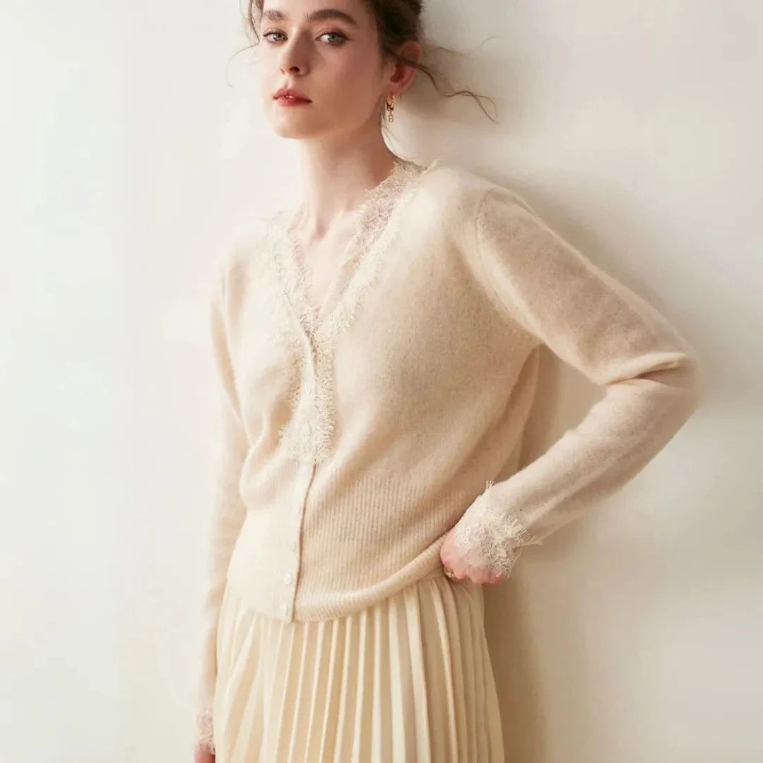 Cardigan à Finition Dentelle pour Femmes