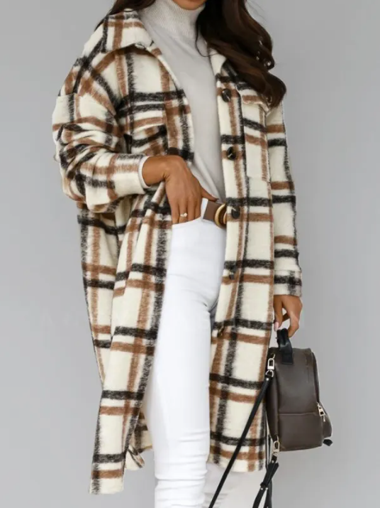 Veste en Laine à Carreaux pour Femmes