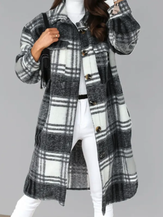 Veste en Laine à Carreaux pour Femmes