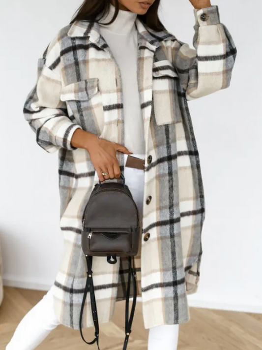 Veste en Laine à Carreaux pour Femmes
