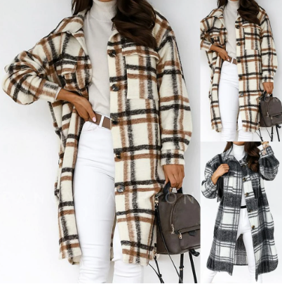 Veste en Laine à Carreaux pour Femmes