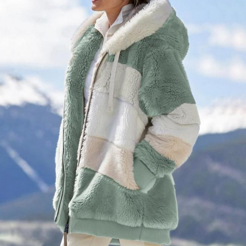 Veste en Fourrure Synthétique à Capuche pour Femmes