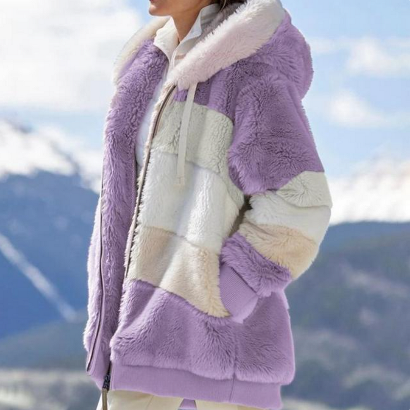 Veste en Fourrure Synthétique à Capuche pour Femmes