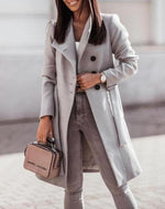 Manteau Long Chic avec Ceinture pour Femmes