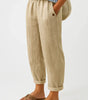 Pantalon à Jambe Large Taille Élastique en Lin pour Femme
