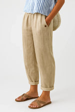 Pantalon Large Taille Haute en Coton et Lin pour Femmes