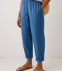Pantalon Large Taille Haute en Coton et Lin pour Femmes