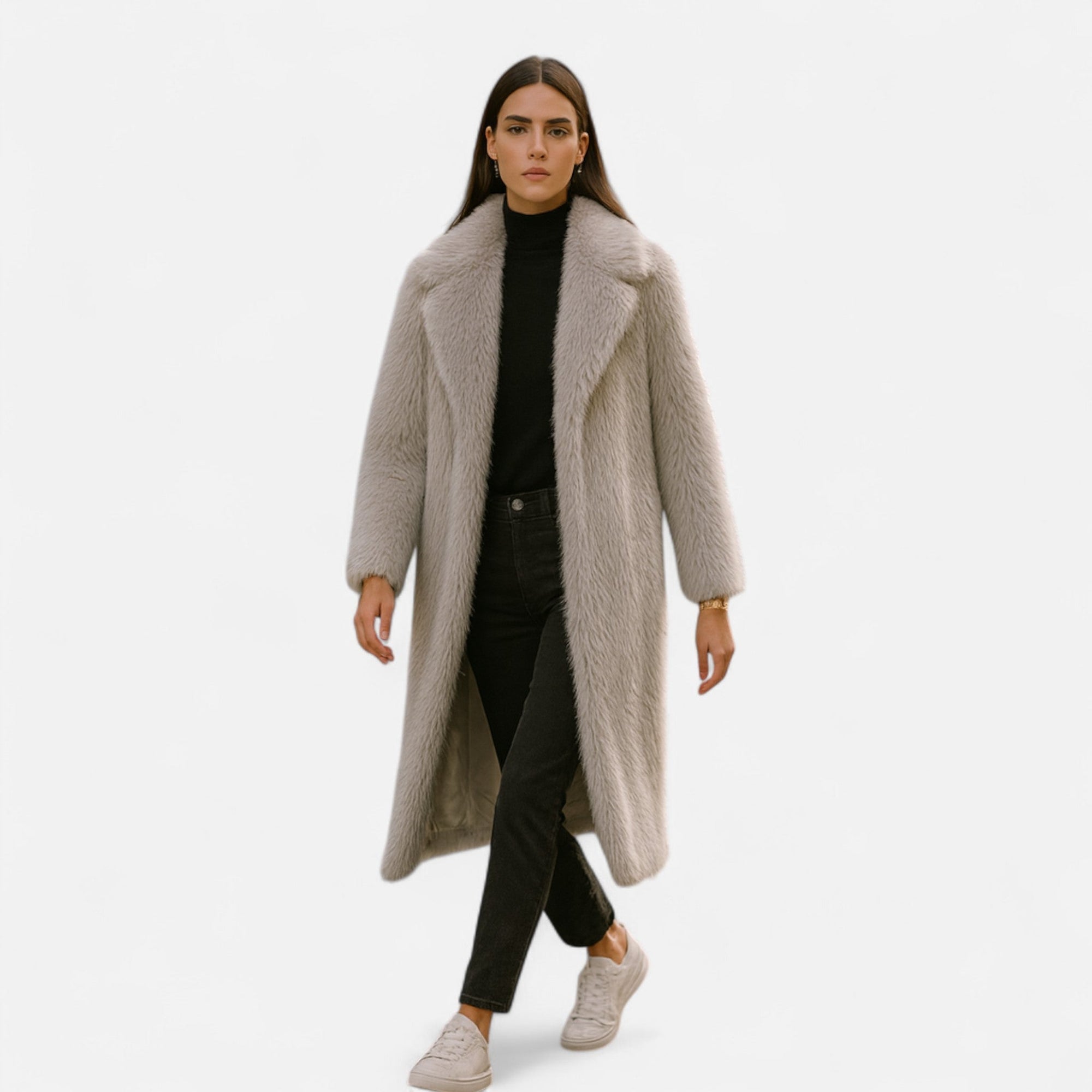 Manteau Long en Fausse Fourrure pour Femmes