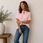 Blouse Femme Col V Manches Courtes Coupe Fluide Unie