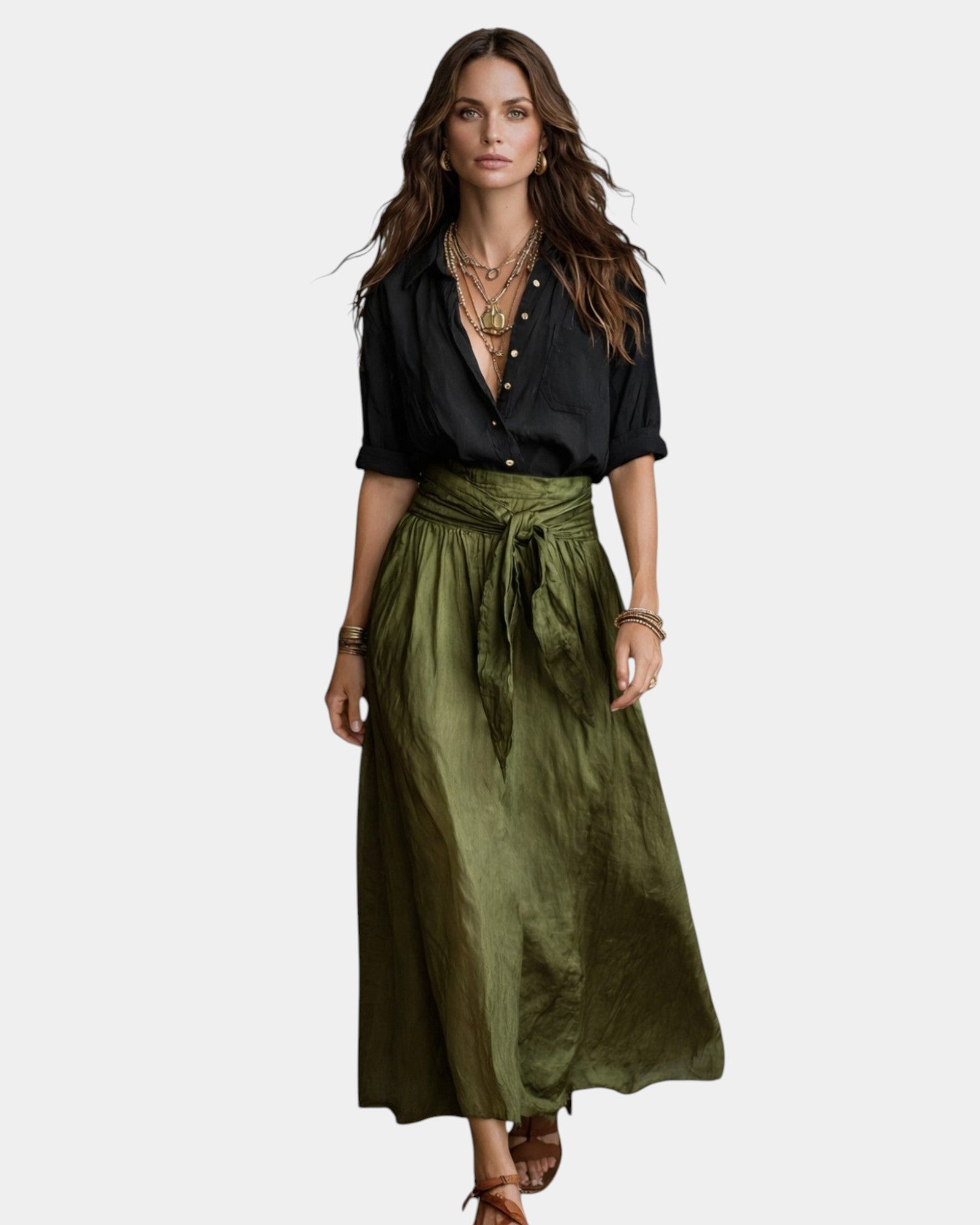 Ensemble Jupe Midi Taille Haute et Chemise pour Femme | Idéal pour le Quotidien