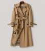 Trench Coat Long en Coton pour Femme