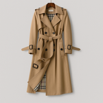Trench Coat Long en Coton pour Femme