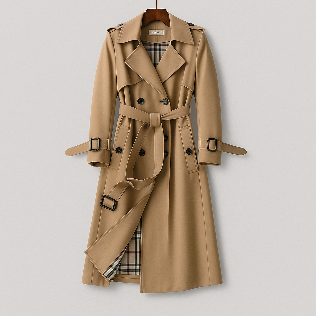 Trench Coat Long en Coton pour Femme
