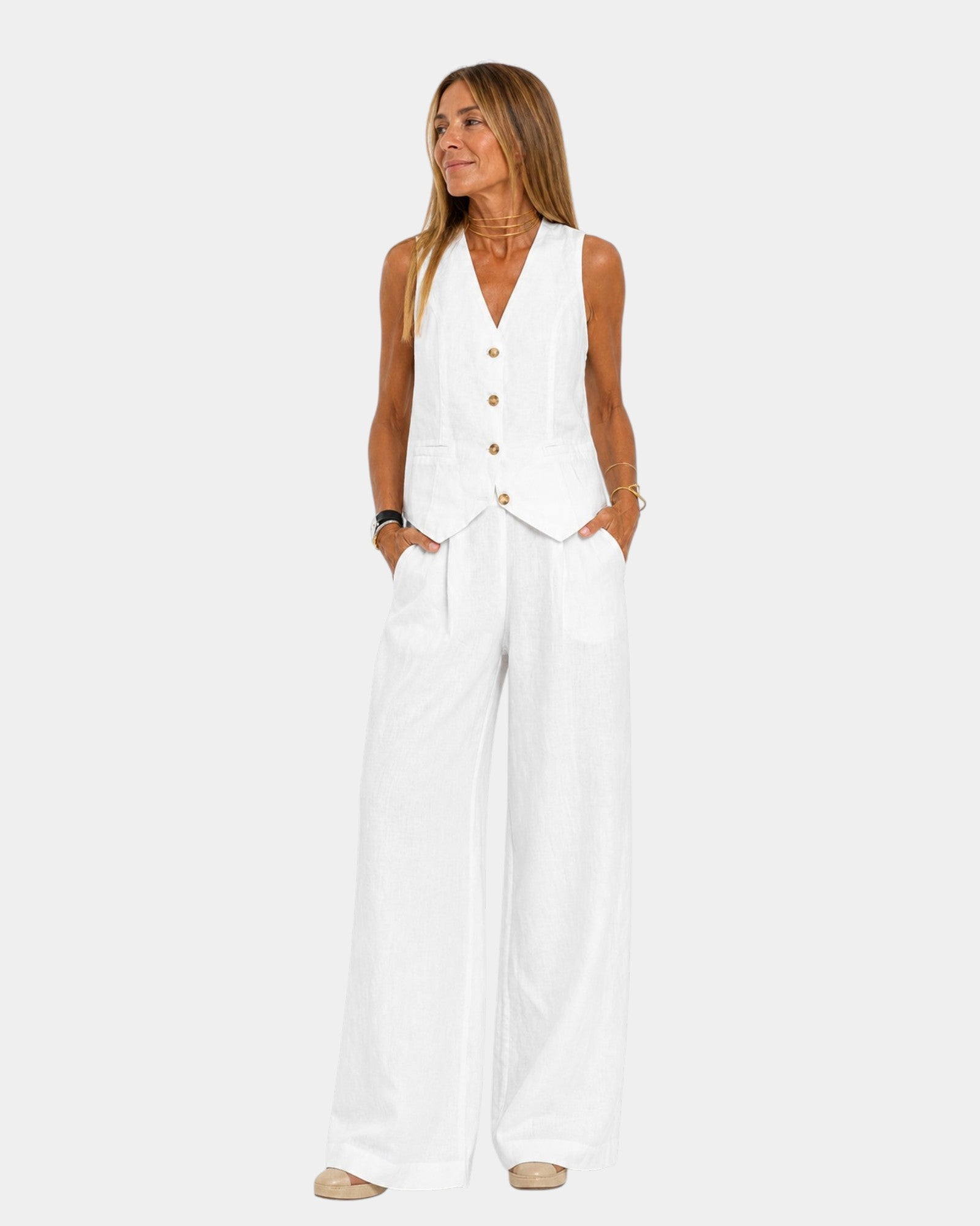 Ensemble Gilet Sans Manches et Pantalon pour Femme | Idéal pour le Bureau