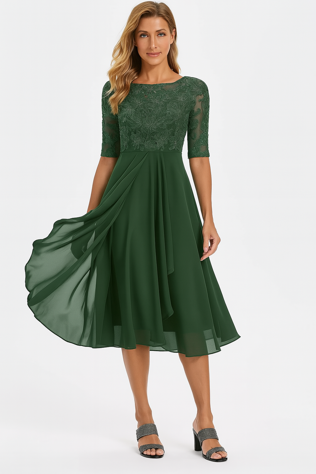 Robe Midi Évasée en Dentelle pour Femme | Idéale pour le Quotidien