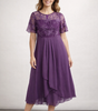 Robe Midi Dentelle et Chiffon pour Femmes
