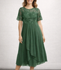 Robe Midi Dentelle et Chiffon pour Femmes