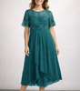Robe Midi Dentelle et Chiffon pour Femmes
