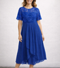 Robe Midi Dentelle et Chiffon pour Femmes