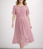 Robe Midi Dentelle et Chiffon pour Femmes