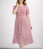 Robe Midi Dentelle et Chiffon pour Femmes