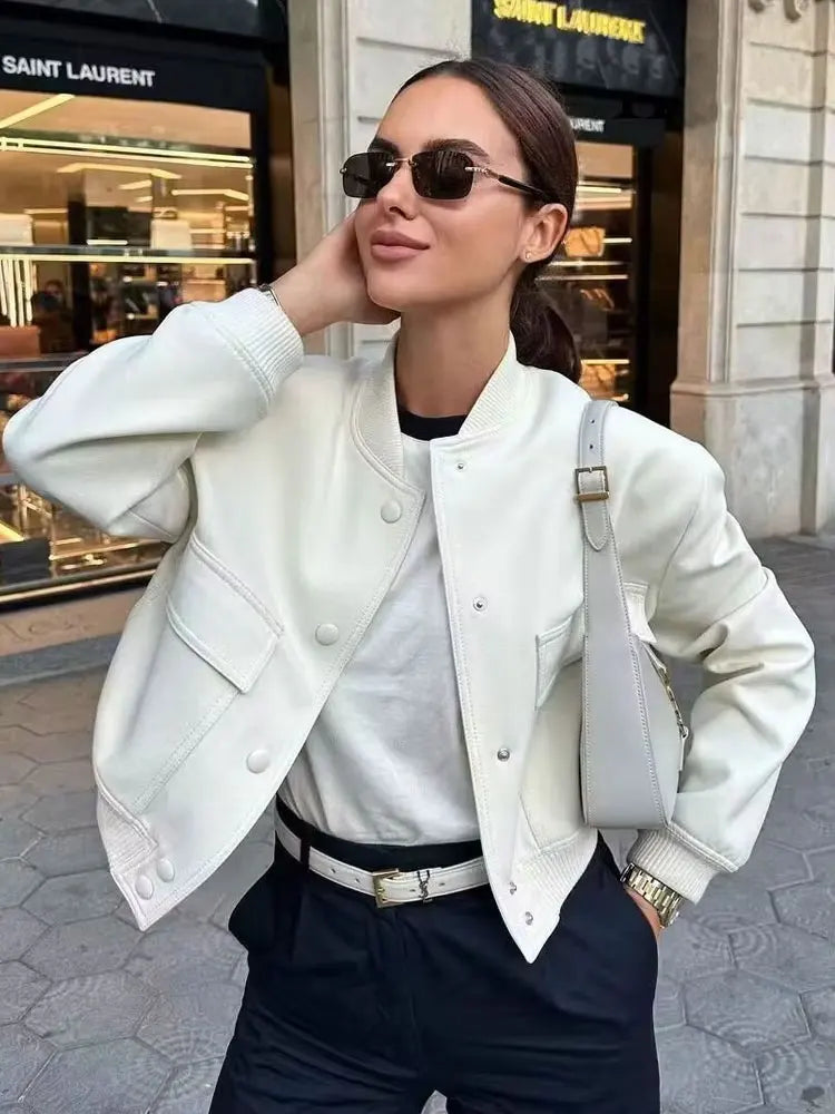 Veste Bomber à Col Montant pour Femme