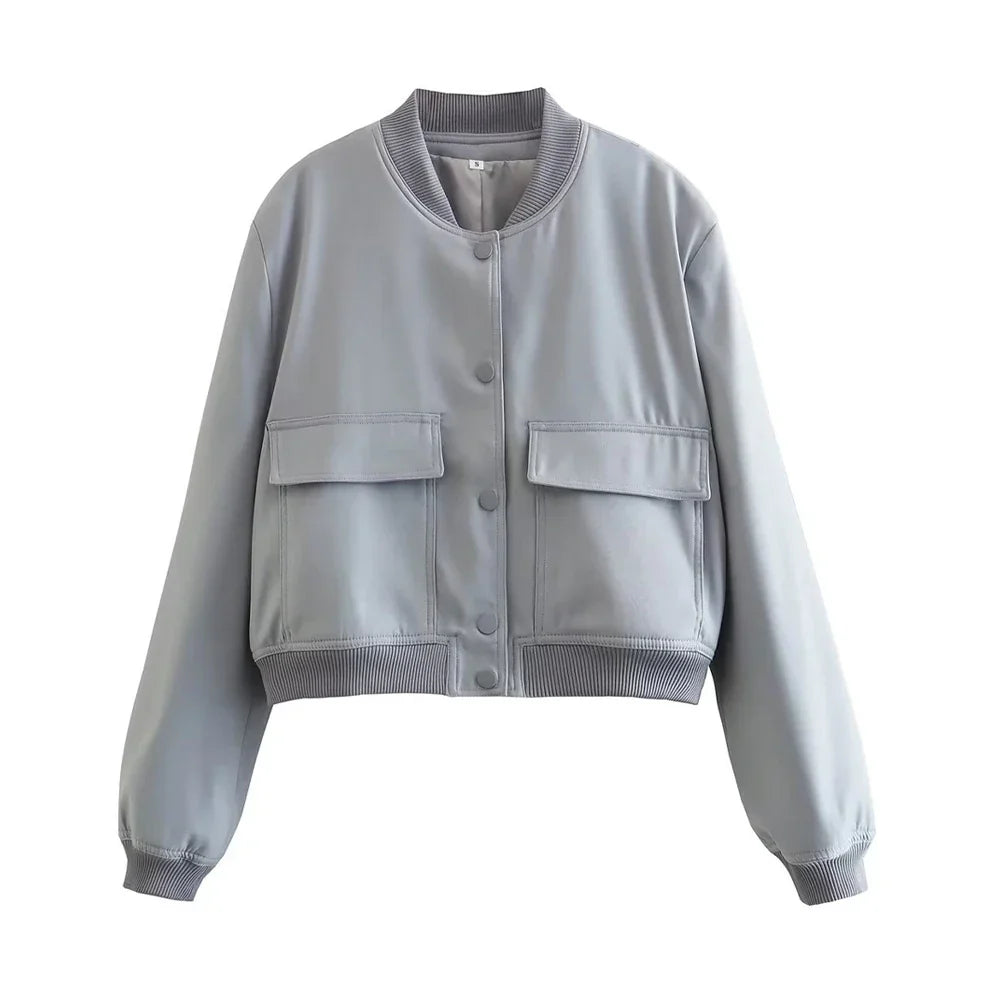 Veste Bomber à Col Montant pour Femme