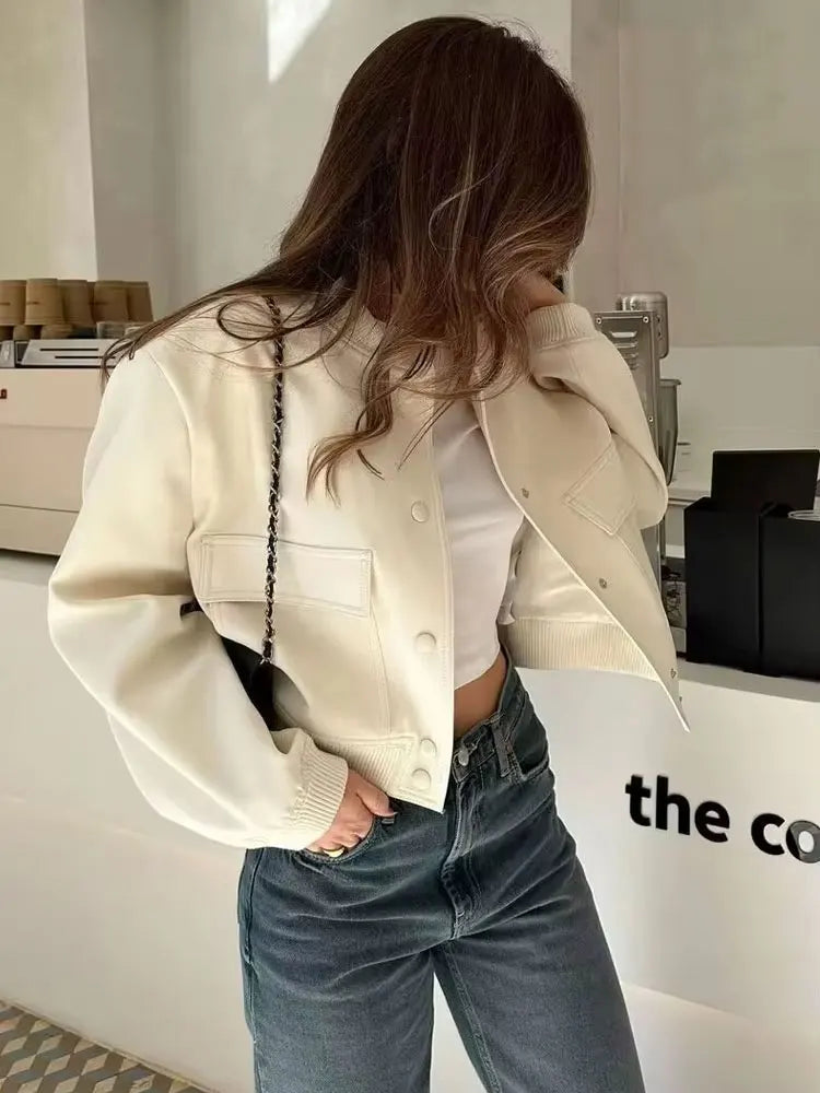 Veste Bomber à Col Montant pour Femme