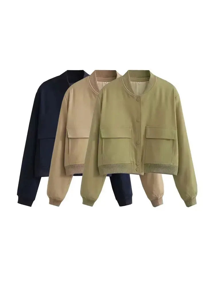 Veste Bomber à Col Montant pour Femme